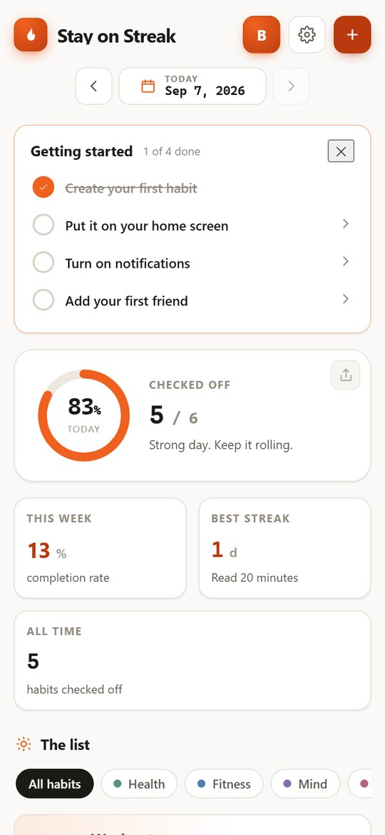Streak app, Habits