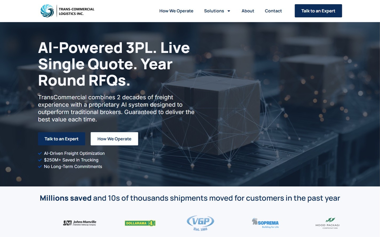 Transcommercial website, Logistics